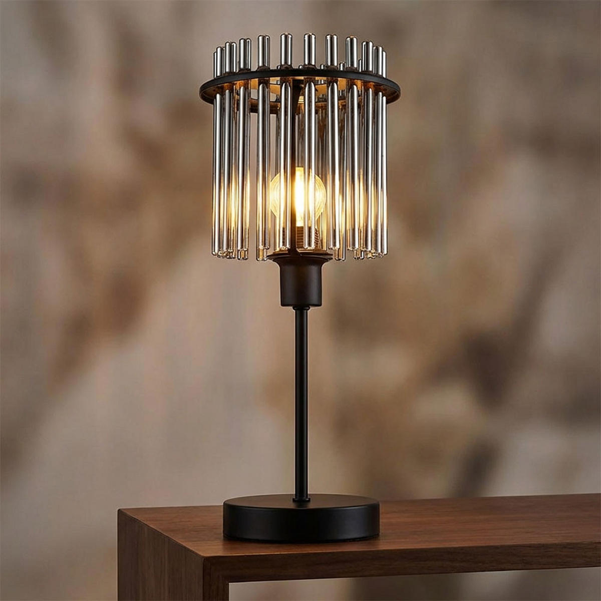 LED TISCHLEUCHTE Gorley Metall Grau - Schwarz, Glas (15/15/37.5cm) - Globo Lighting