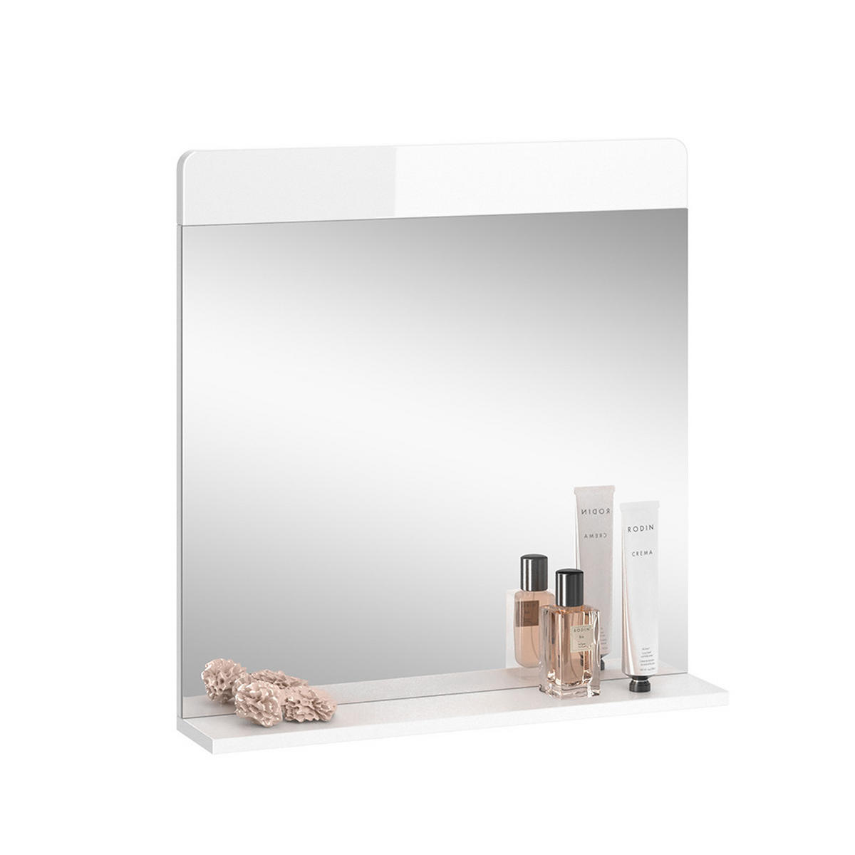 BADEZIMMERSPIEGEL Izan Weiß Hochglanz 60 x 62 cm - Weiß, Glas (60/62/12cm) - Vicco