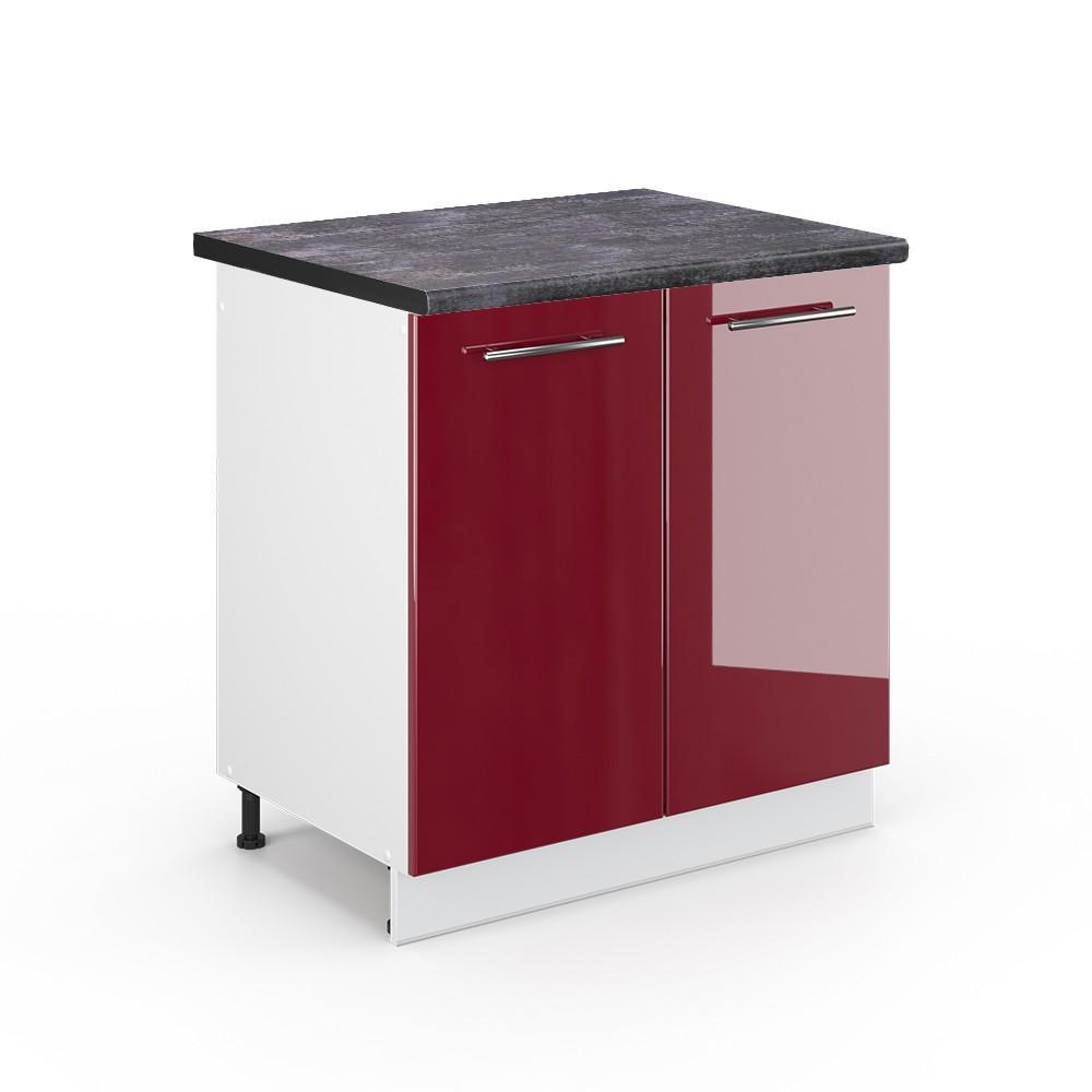 SPÜLENUNTERSCHRANK Fame-Line Bordeaux Hochglanz 80 cm, AP Anthrazit - Bordeaux/Weiß, Holzwerkstoff (80/82/60cm) - Vicco