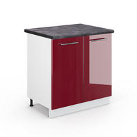 SPÜLENUNTERSCHRANK Fame-Line Bordeaux Hochglanz 80 cm, AP Anthrazit - Bordeaux/Weiß, Holzwerkstoff (80/82/60cm) - Vicco