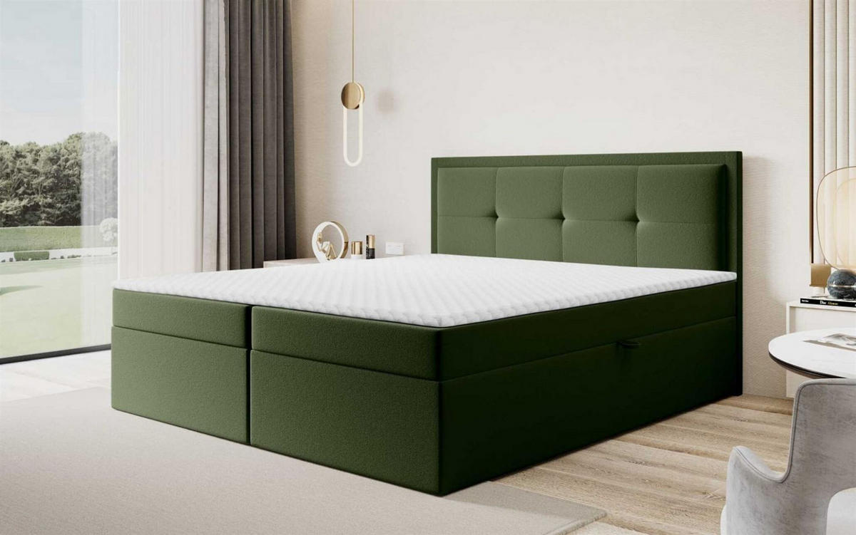 BOXBETT Degna In überlänge - Grün, Holzwerkstoff/Textil (140/220cm) - Fun Möbel