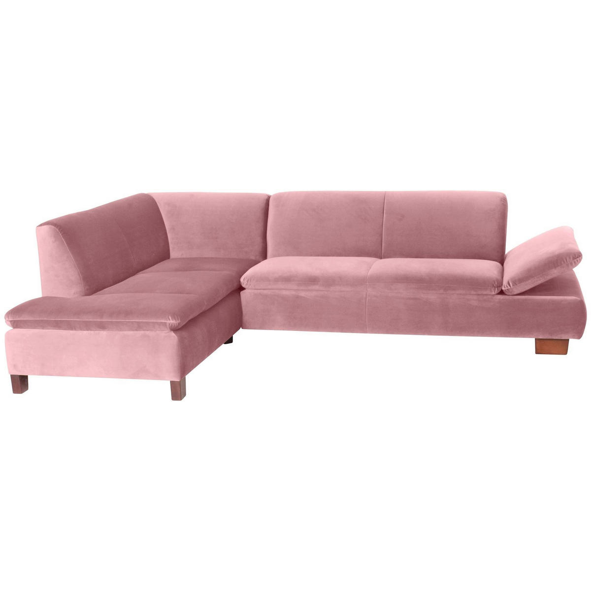 ECKSOFA mit Ottomane links Kaye Bezug Samtvelours Buche nussbaum dunkel / rosé - Rosa, Kunststoff (190/270cm) - 58aufmkessel