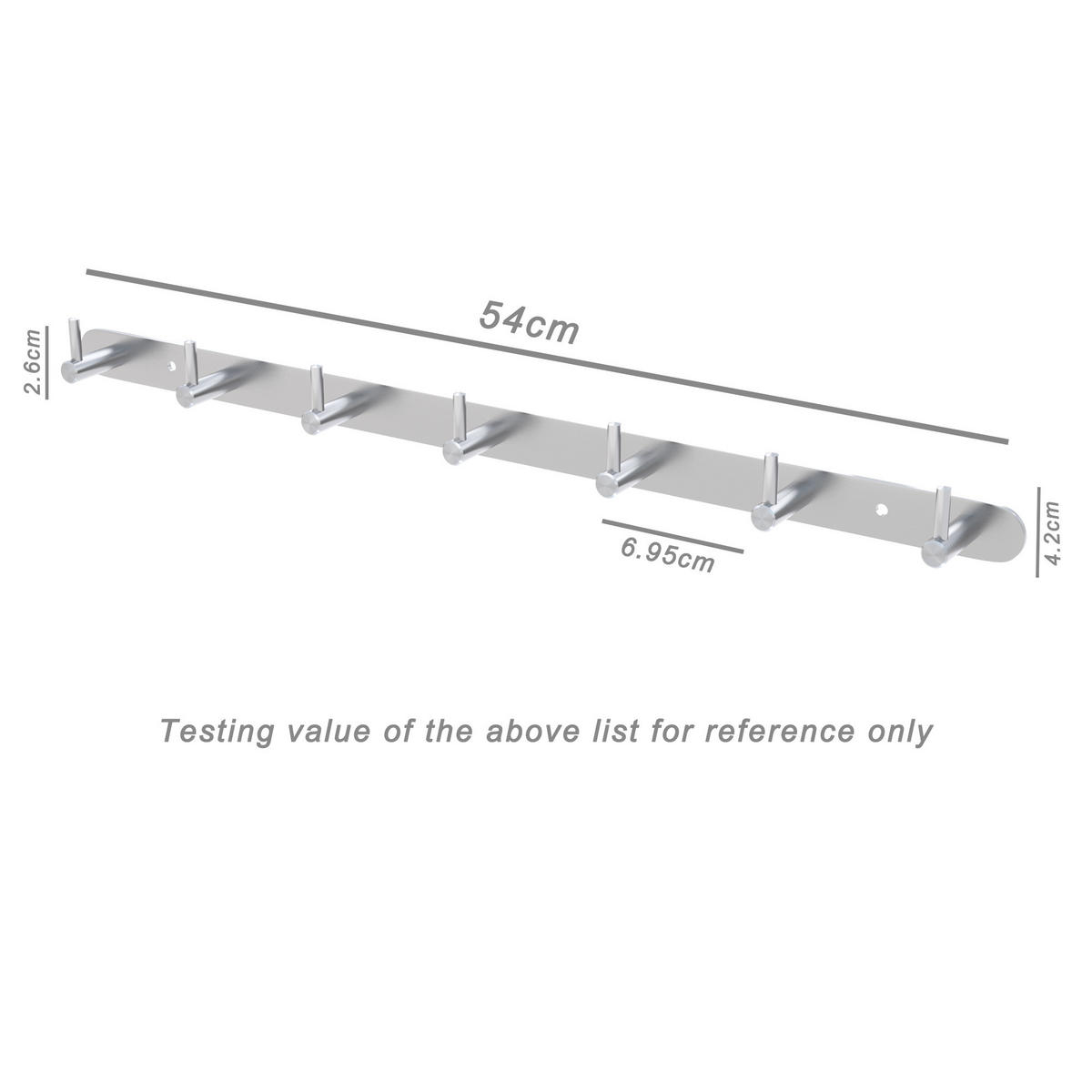 HAKENLEISTE 54/4.2/4.2 cm - Silberfarben, Metall (4.2/4.2/54cm) - Intirilife
