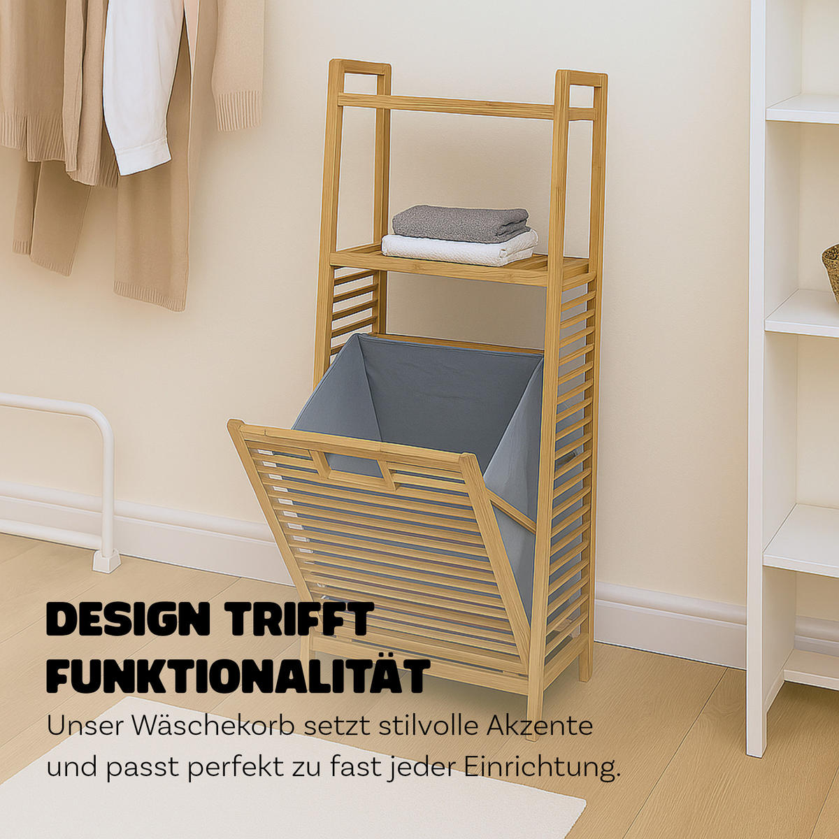 WÄSCHEKORB Bambus 40x30x95 cm - Braun, Naturmaterialien (40/95/30cm) - Bestlivings