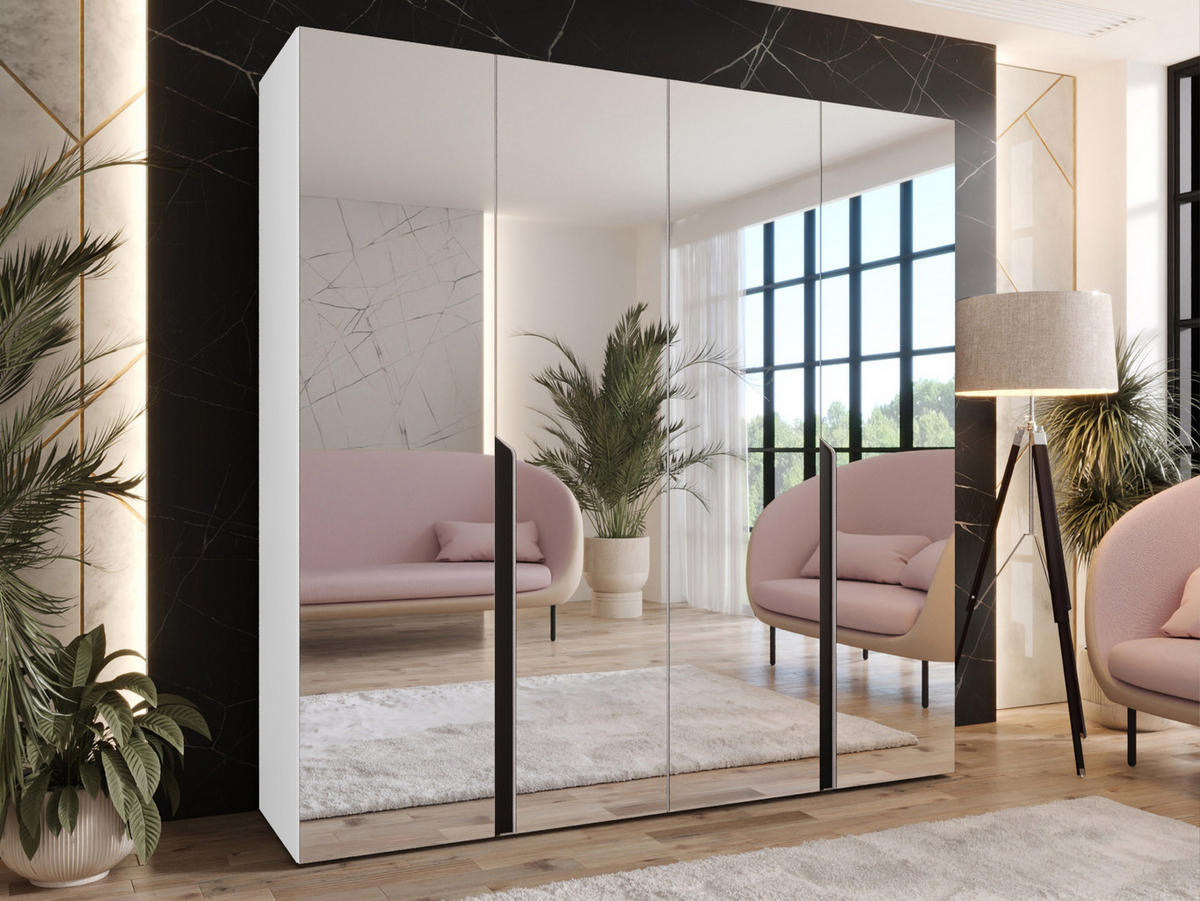 DREHTÜRENSCHRANK Mila III 200 - Schwarz/Weiß, Holzwerkstoff/Kunststoff (200/202/52cm) - MIRJAN24