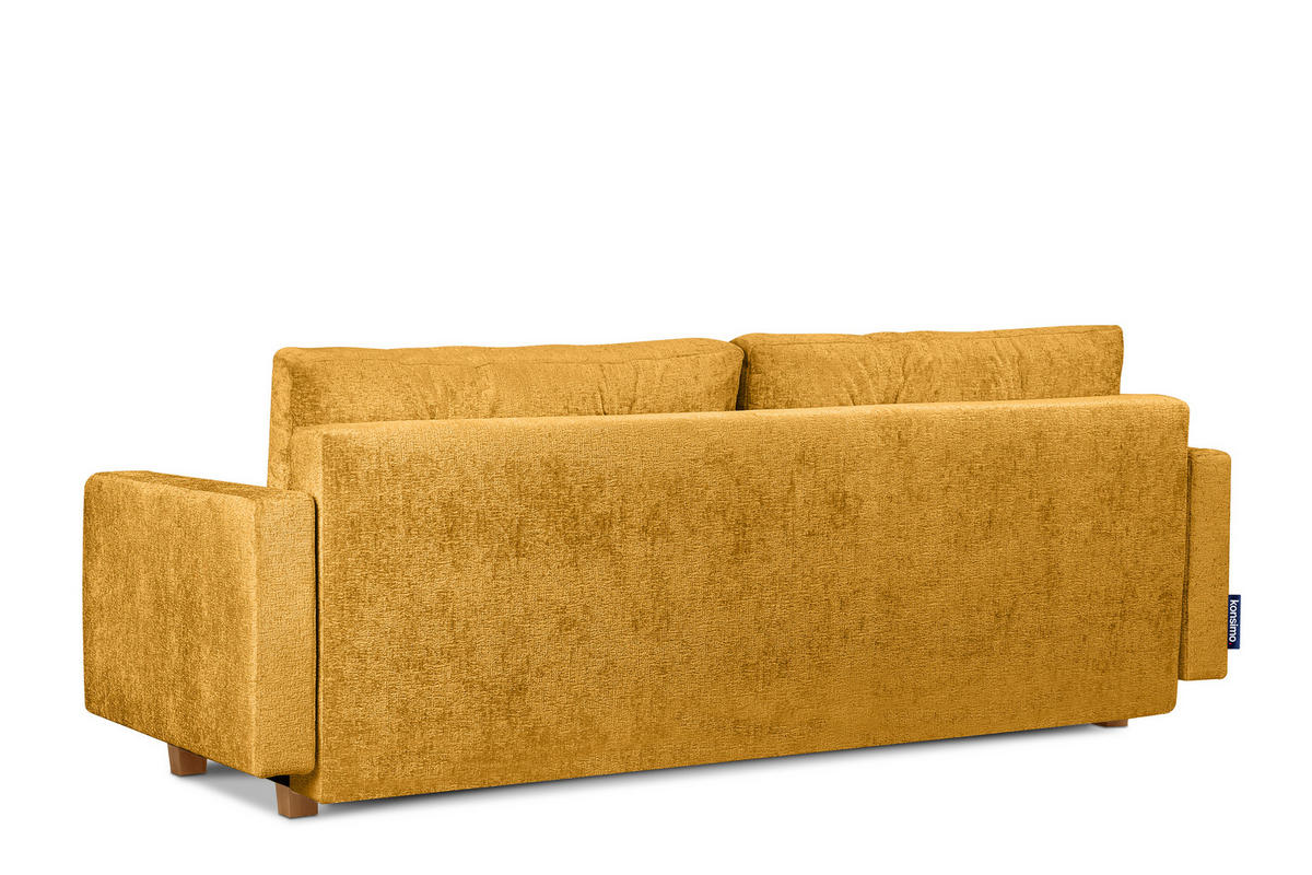 3-SITZER-SCHLAFSOFA ERISO mit weiche Sitzfläche und hohe Rückenlehne, Chenille-Stoff, Gelb - Gelb/Braun, Textil (220/80/100cm) - KONSIMO®
