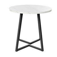 JEDÁLENSKÝ stôl, Ø 80/75 cm, MDF biela s mramorovým dekorom, s kovovou podnožou - biela, kompozitné drevo (80/80/75cm) - BEAOK