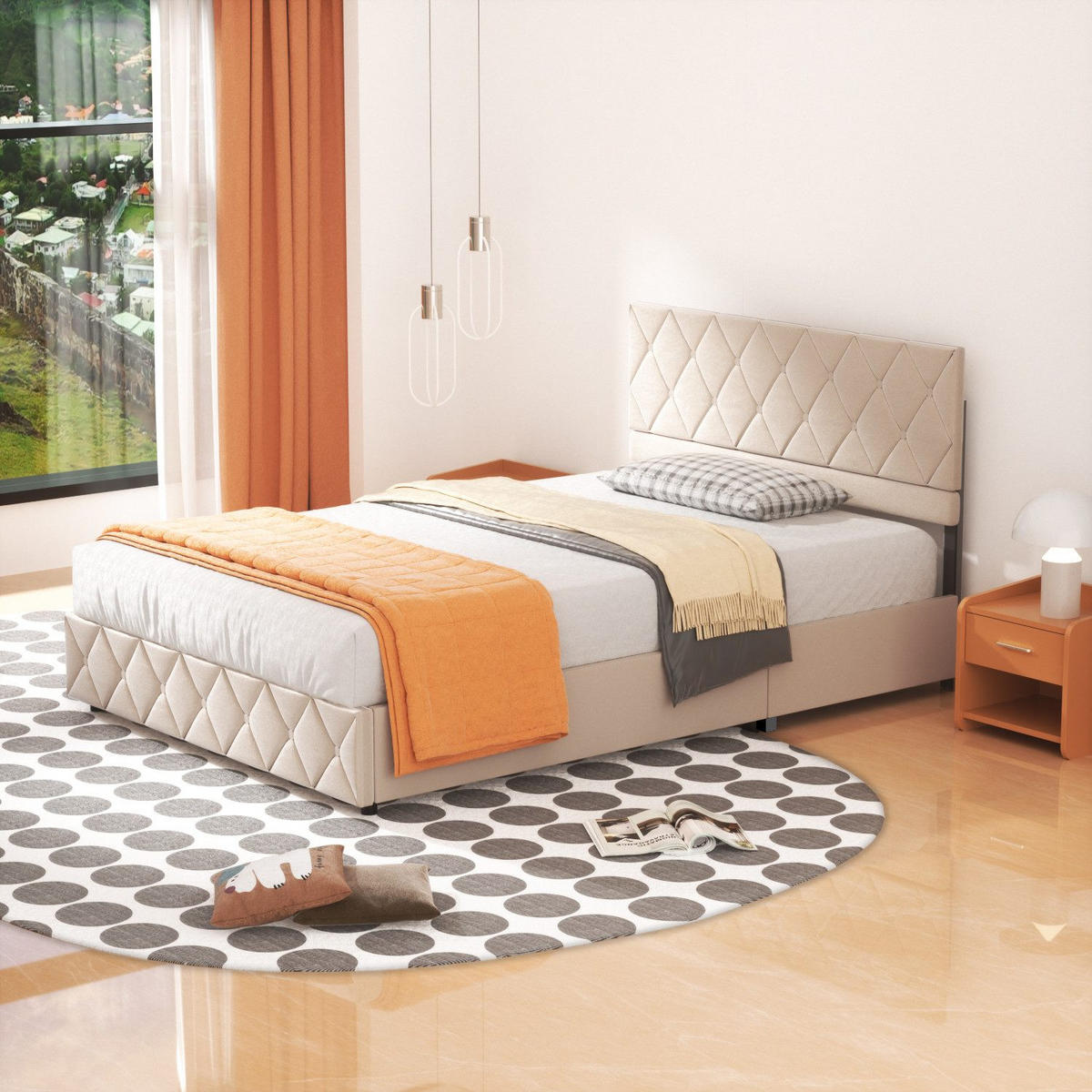 POLSTERBETT 160/200 cm Beige mit hydraulischem Stauraum aus Samt - Beige, Holzwerkstoff (160/200cm) - OKWISH