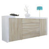 SIDEBOARD La Paz Eiche sägerau / Weiß Hochglanz - Eiche San Remo, Holzwerkstoff (167/72/35cm) - Vladon