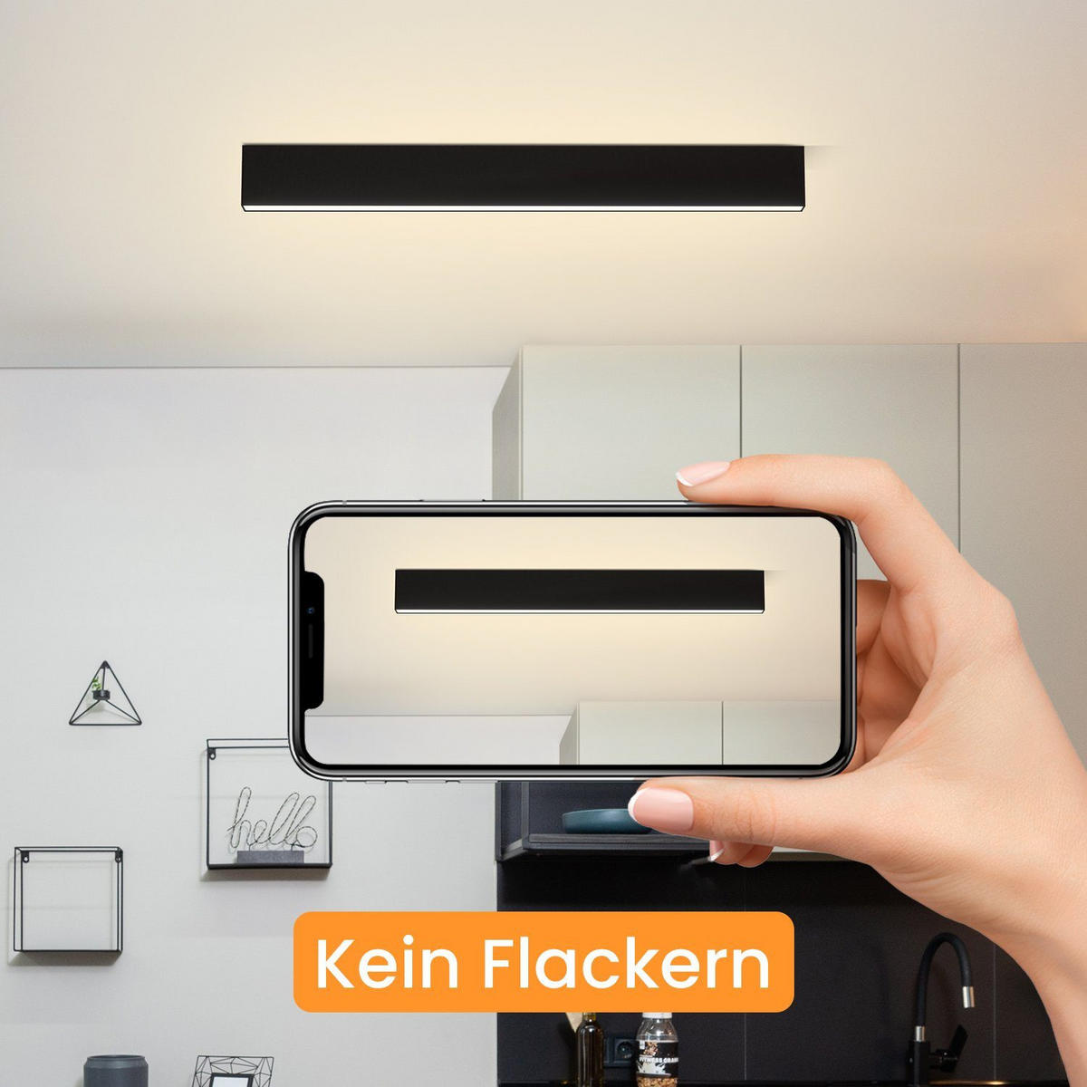 LED-DECKENLEUCHTE Werner 53.6/3.5/5.5 cm - Schwarz, Metall (53.6/3.5/5.5cm) - Nettlife