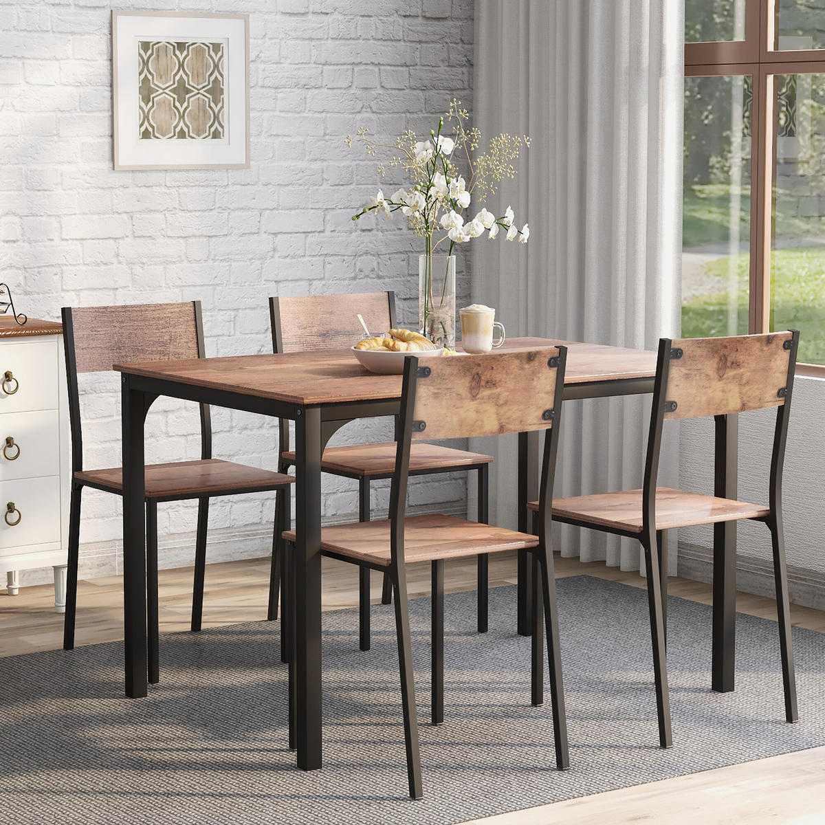 ESSTISCH-SET Braun - Braun, Holzwerkstoff (108/65/75cm) - Urban Meuble