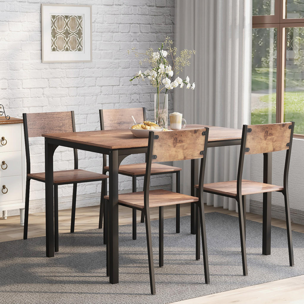 Thumbnail - Urban Meuble Esstisch-Set, Braun, Holzwerkstoff, Rechteckig, 65x75x108 cm, Esszimmer, Tische, Esstische