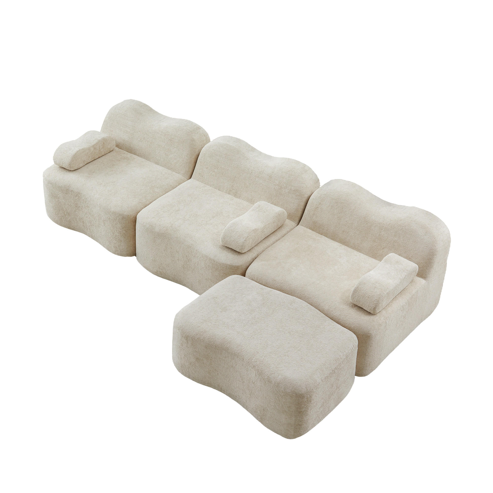 ECKSOFA DE-34348 L-Form mit Ottoman Beige - Beige, Textil (167/288cm) - ComfortXL