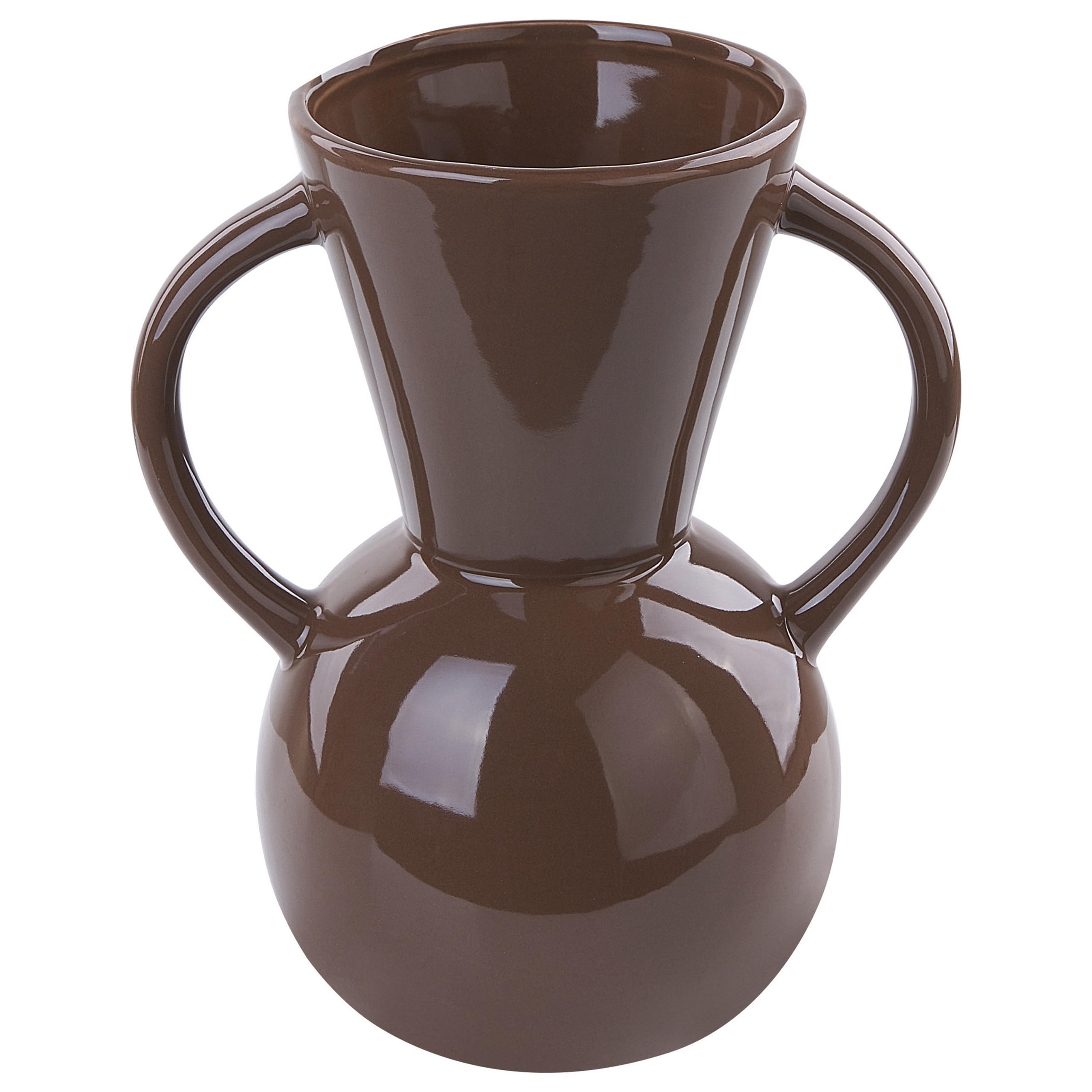 BLUMENVASE Porzellan braun Orestiada - Braun, Keramik (19cm) - Beliani