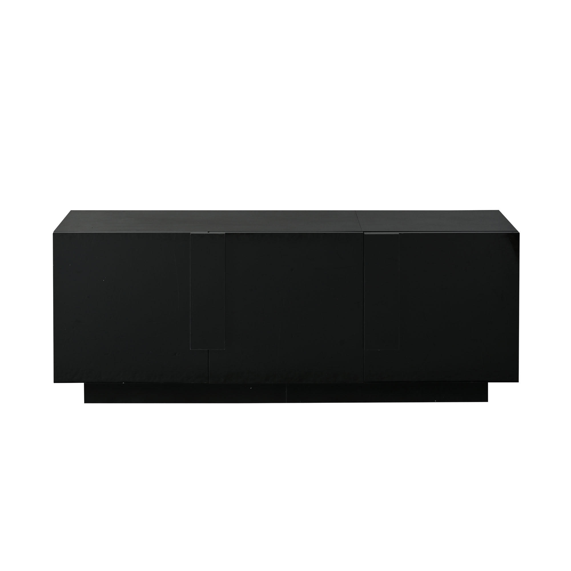 SIDEBOARD Schwarz Hochglanz 3 Türen 160cm 6 Fächer modern - Schwarz, Holzwerkstoff (35/60/160cm) - FLIEKS
