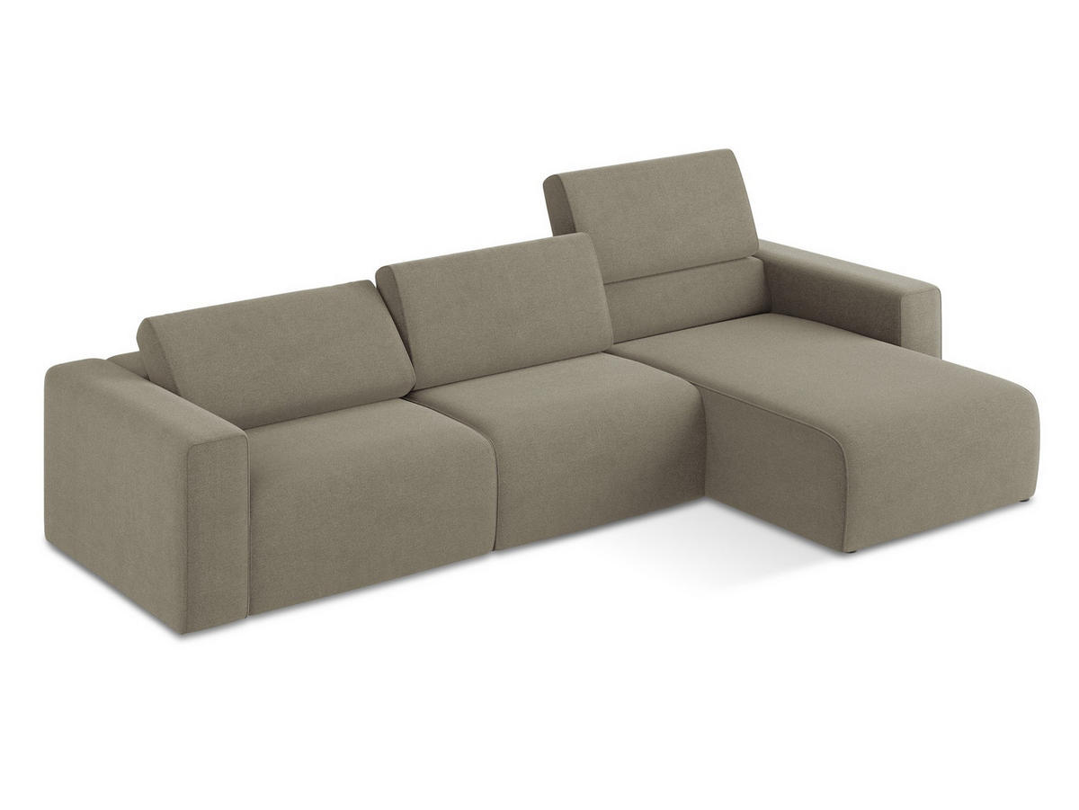 ECKSOFA Links Strukturstoff Stoff Beige - Beige/Schwarz, Kunststoff/Textil (314/167cm) - Makamii