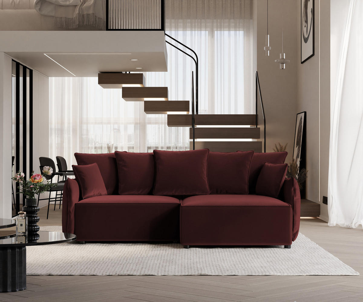ECKSOFA LEON mit Schlaffunktion und Bettkasten Rot - Rot, Holzwerkstoff/Kunststoff (250/90cm) - Idohome