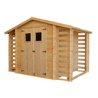 HOLZHAUS GARTENHAUS mit Brennholzschuppen M391 - B328xL206xH218 cm/ 3,53 + 0,97 + 0,97 m2 - Beige, Holz (328/218/206cm) - Timbela