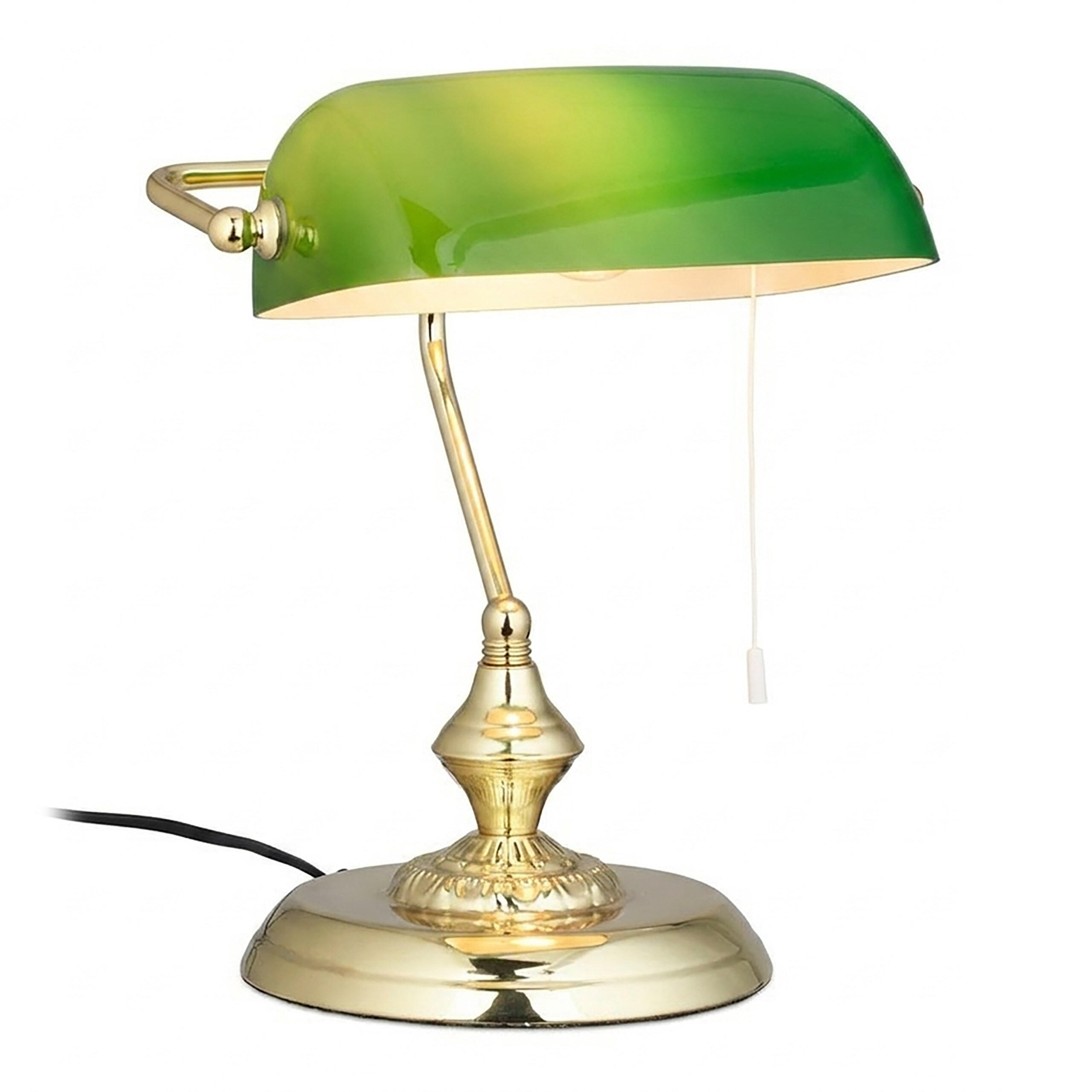 LAMPĂ Verde aspect alamă cu întrerupător cu șnur