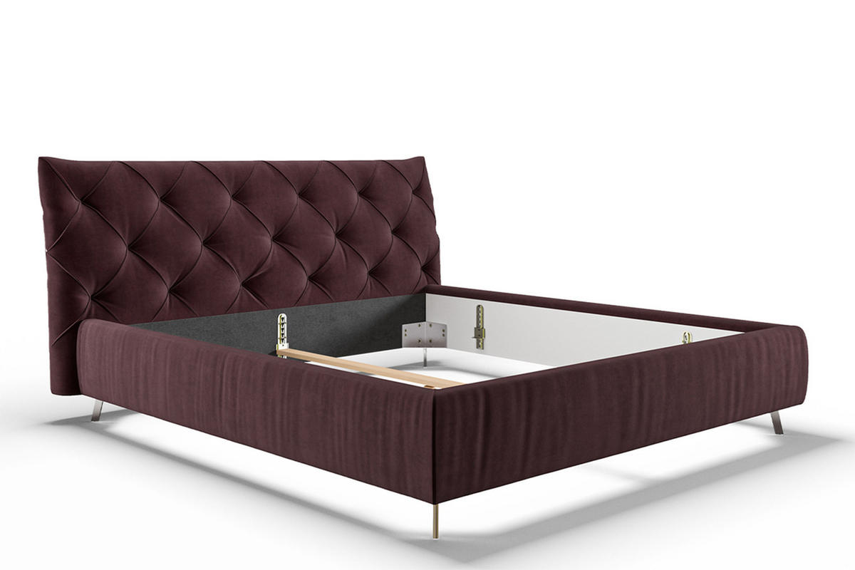 POLSTERBETT ANNY Violett Massivholz - Violett, Textil (180/200cm) - KAWOLA