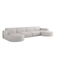 ECKSOFA U-Form XL Designer MODENA stoff Dicker Cord Poso Ecru - Ecru, Holz (165/382cm) - Kaiser Möbel