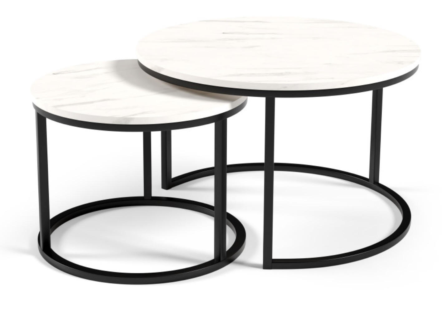 TISCH Schwarz Marmur Bianco Rund 2in1 Mit Metallgestell - Multicolor, Holzwerkstoff (1/1/48.42cm) - Sepro Meble