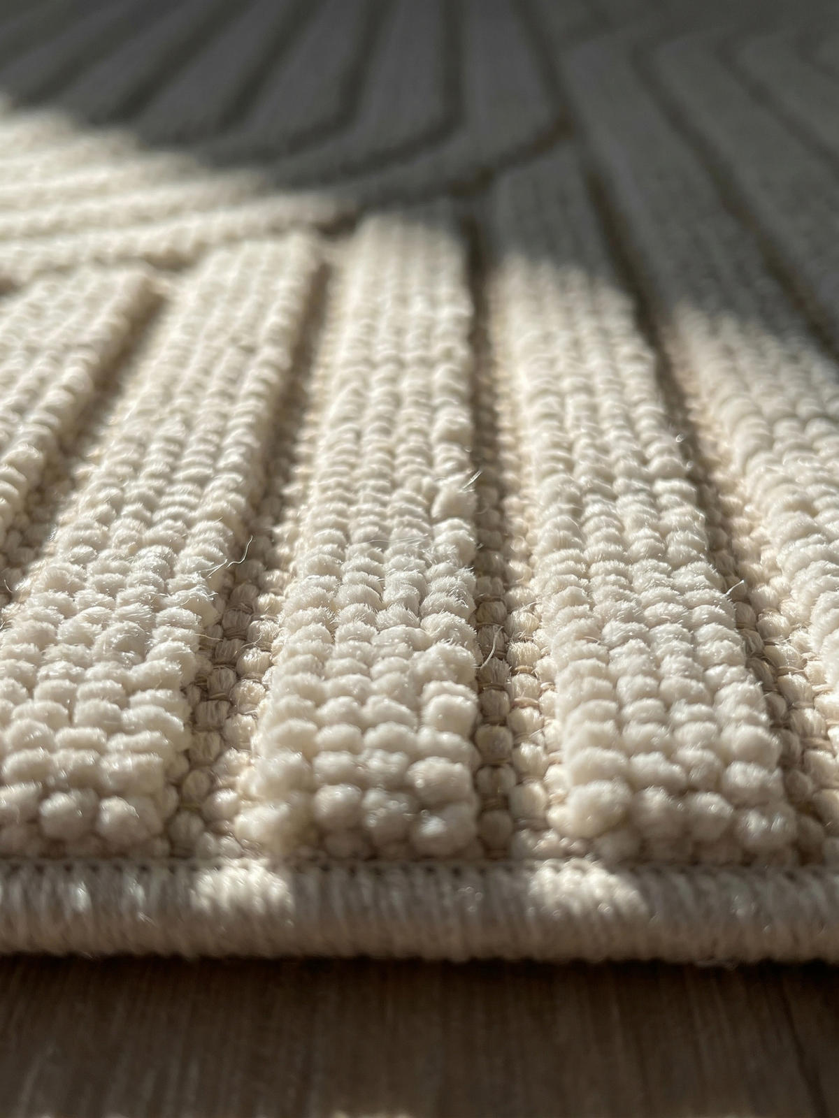 TEPPICH Flachgewebe LANGAU in Creme, mit geometrischen Bögen, 80 x 250 cm - Beige, Textil (80/250cm) - KADIMA DESIGN