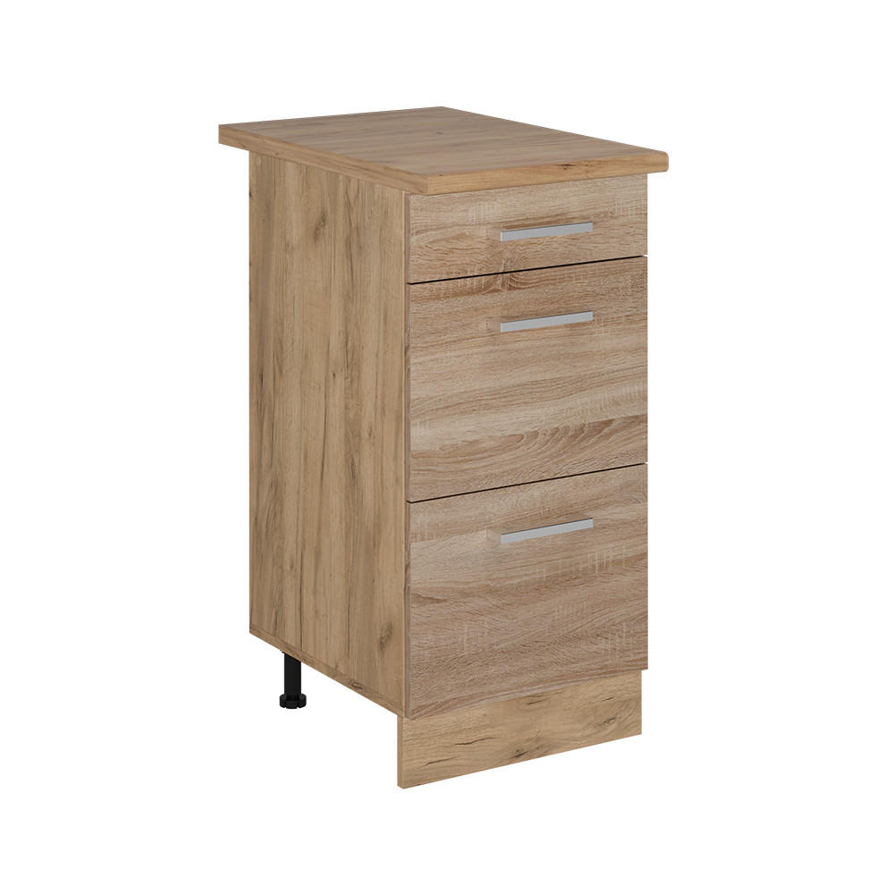 KÜCHENUNTERSCHRANK R-Line Sonoma 40 cm mit Schubladen, AP Eiche - Honigeiche/Eiche Wotan, Holzwerkstoff (40/81.6/60cm) - Vicco