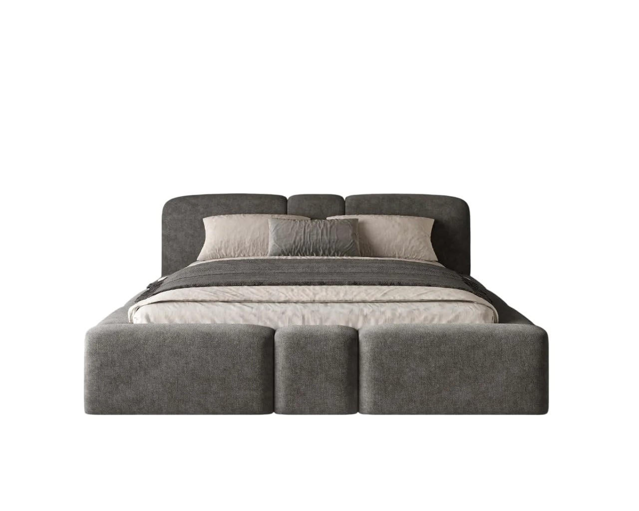 POLSTERBETT Monte 160x200 cm mit stabilem Metallrahmen, Bettkasten und Stauraum, Doppelbett mit Kopfteil - Perfect Harmony Anthrazit - Anthrazit, Holzwerkstoff (160/200cm) - Chilly
