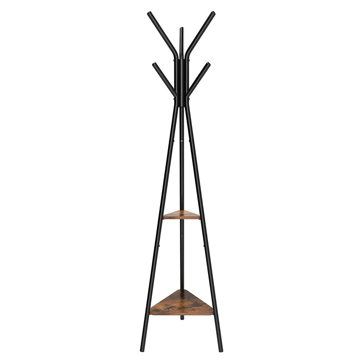GARDEROBENSTÄNDER mit 2 Regalen - H179 cm - Schwarz, Holzwerkstoff (49.5/179/7.3cm) - Calicosy