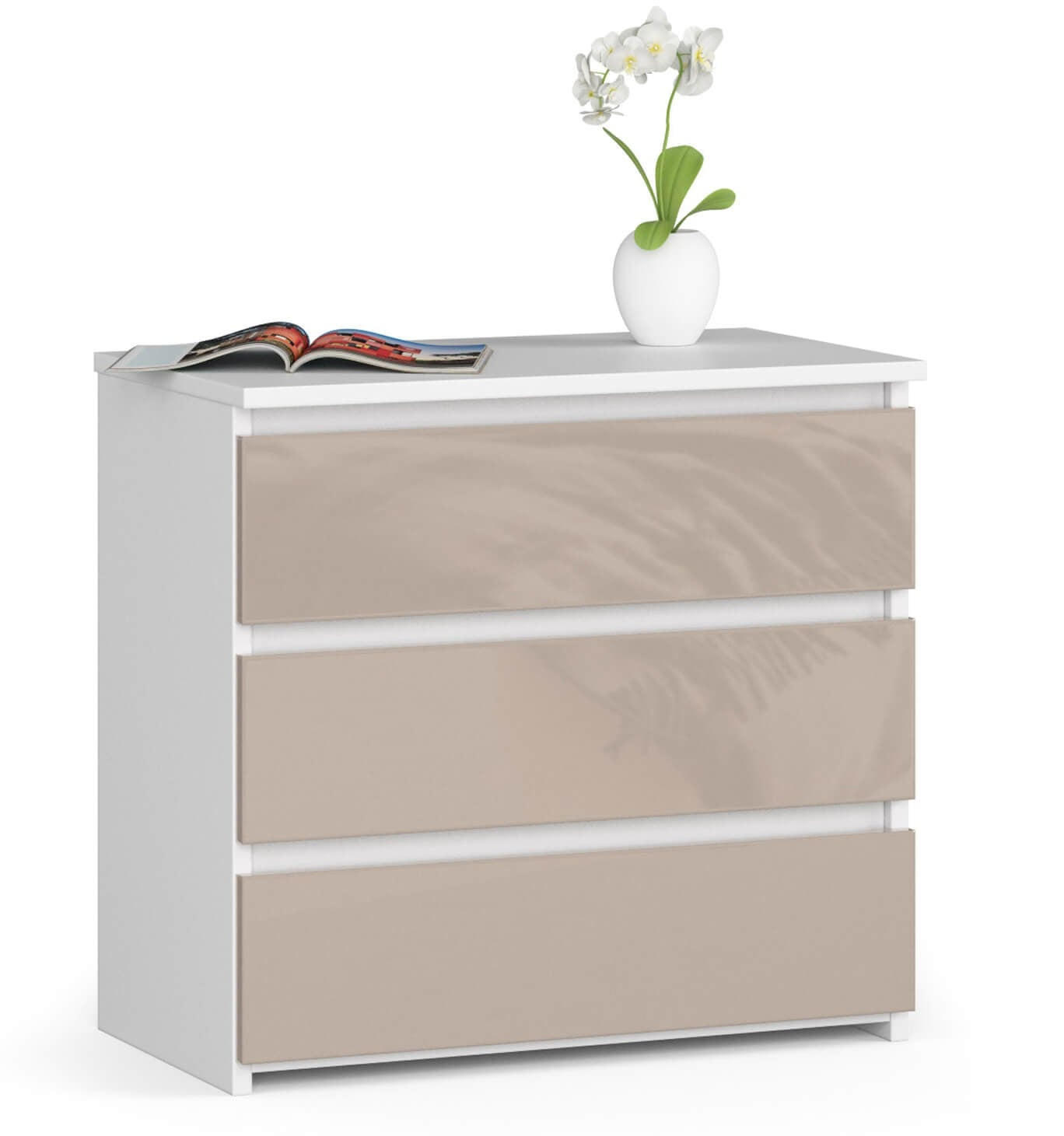 KOMODA Bílá, Cappuccino lesk 57/60/35 - bílá, kompozitní dřevo (60/57/35cm) - RAUMHIRSCH FURNITURE
