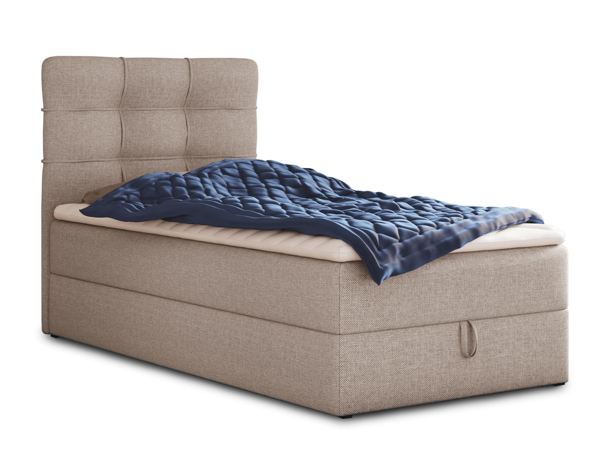 BOXBETT Best Mini - 120x200 - beige (Inari 22, Webstoff) - Beige/Schwarz, Holz/Holzwerkstoff (120/200cm) - Sofnet