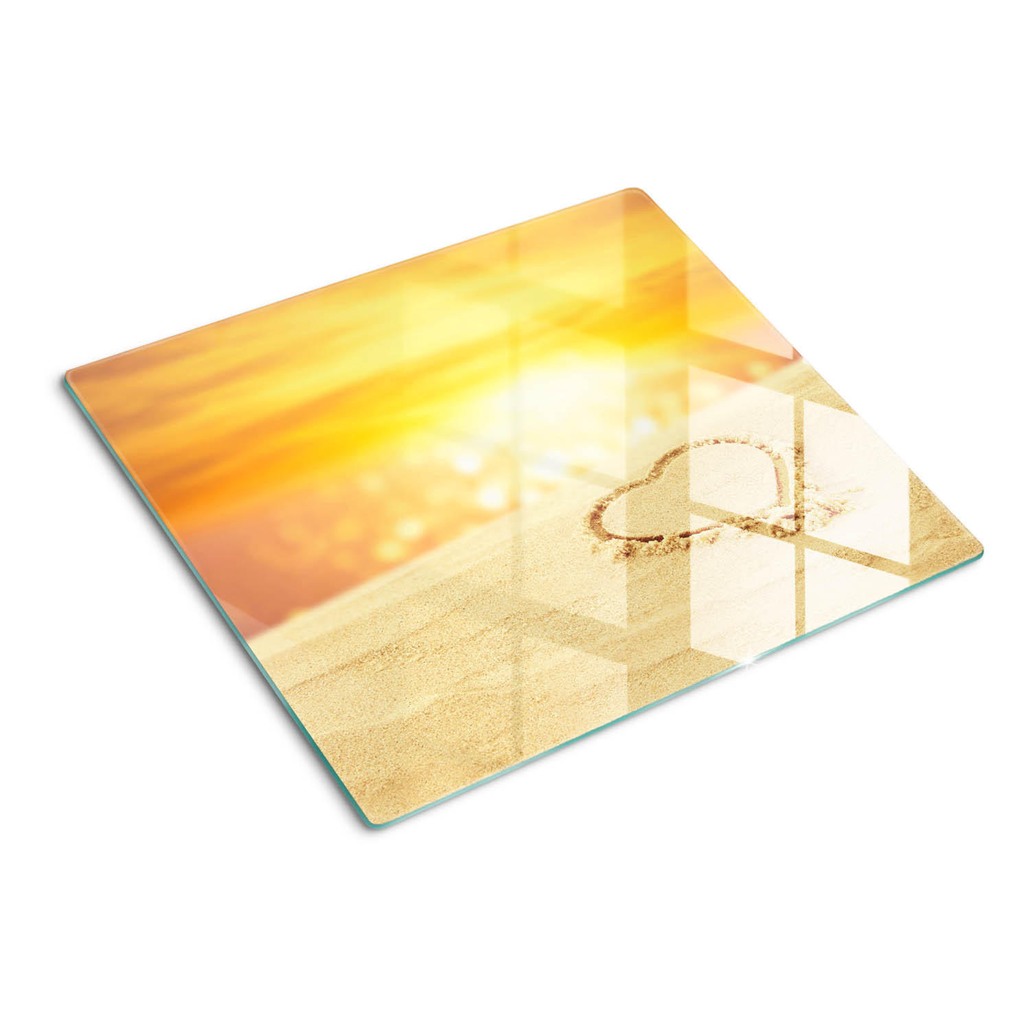 GLASPLATTE 60x52 cm Herz im Sand - Gelb, Glas (60/0.4/52cm) - TULUP