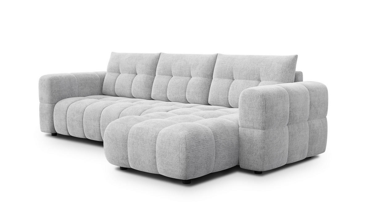 ECKSOFA CLOUDI 4-Sitzer rechts, hellgrau - Hellgrau/Schwarz, Holz/Textil (294/160cm) - Courtois Laville