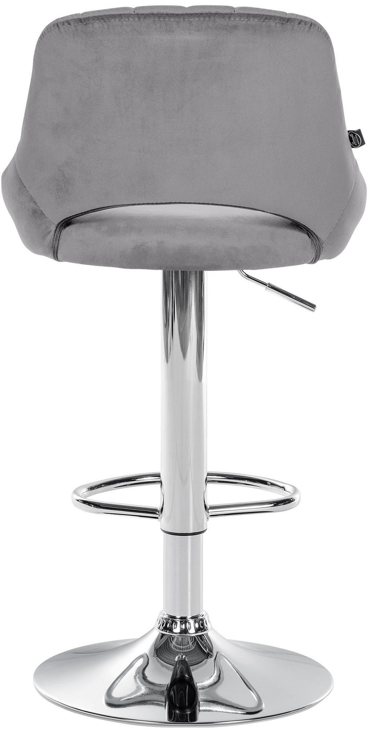 BARHOCKER 2er Set Samt dunkelgrau - Chromfarben/Dunkelgrau, Textil (47/85/48cm) - CLP