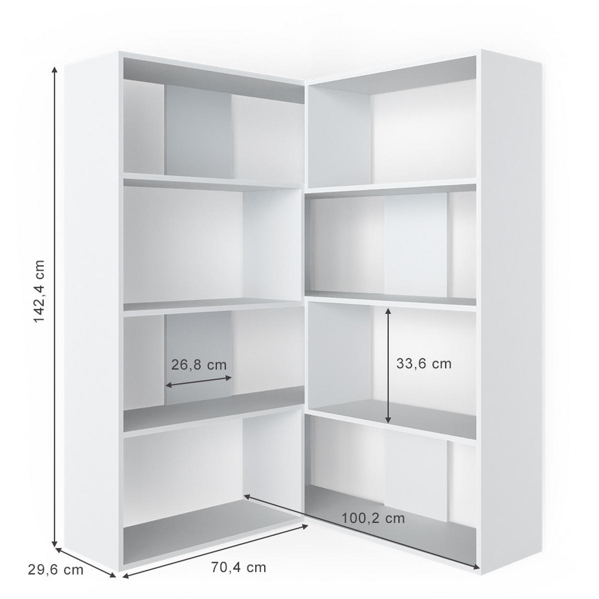 ECKREGAL Laine Weiß 170 x 142.4 cm - Weiß, Holzwerkstoff (170/142.4/29.6cm) - Vicco