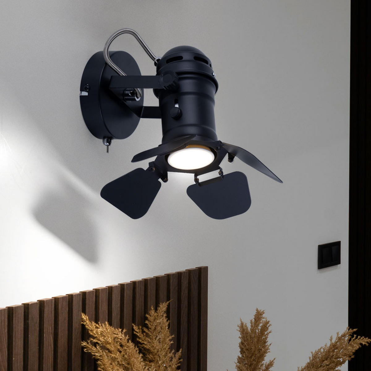 LED WANDLEUCHTE EGON Metall Schwarz - Schwarz, Metall (16/21.5/24.5cm) - Globo Lighting