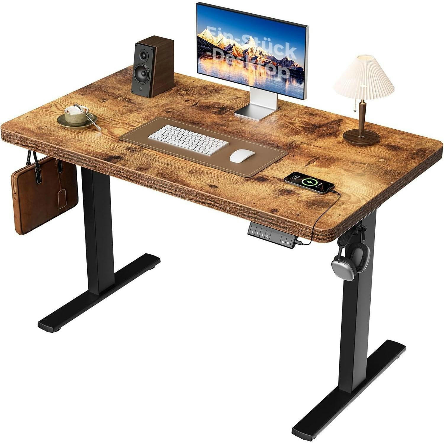 SCHREIBTISCH höhenverstellbar 120 x 60 cm Braun - Braun, Holz (120/60/75cm)