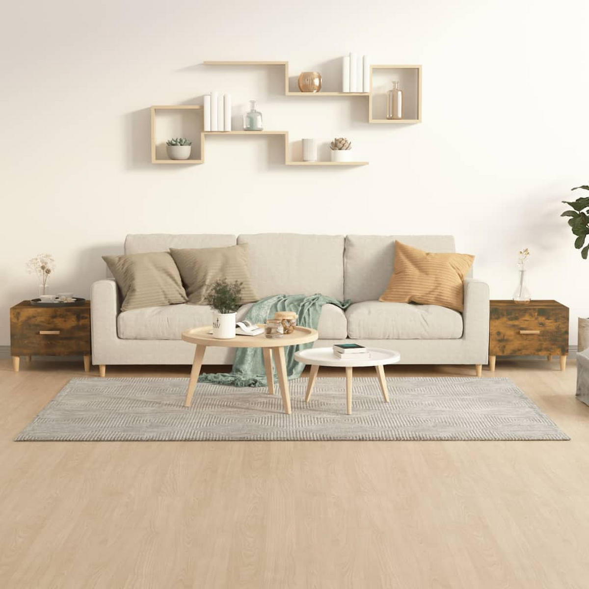 COUCHTISCHE 2 Stk. Räuchereiche 50x50x40 cm Holzwerkstoff - Braun, Holzwerkstoff (50/50/40cm) - furnicato
