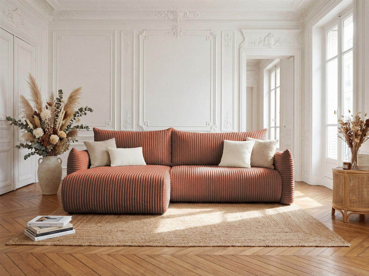 ECKSOFA Mailand Mit Schlaffunktion - Braun, Holzwerkstoff/Textil (154/260cm) - Fun Möbel