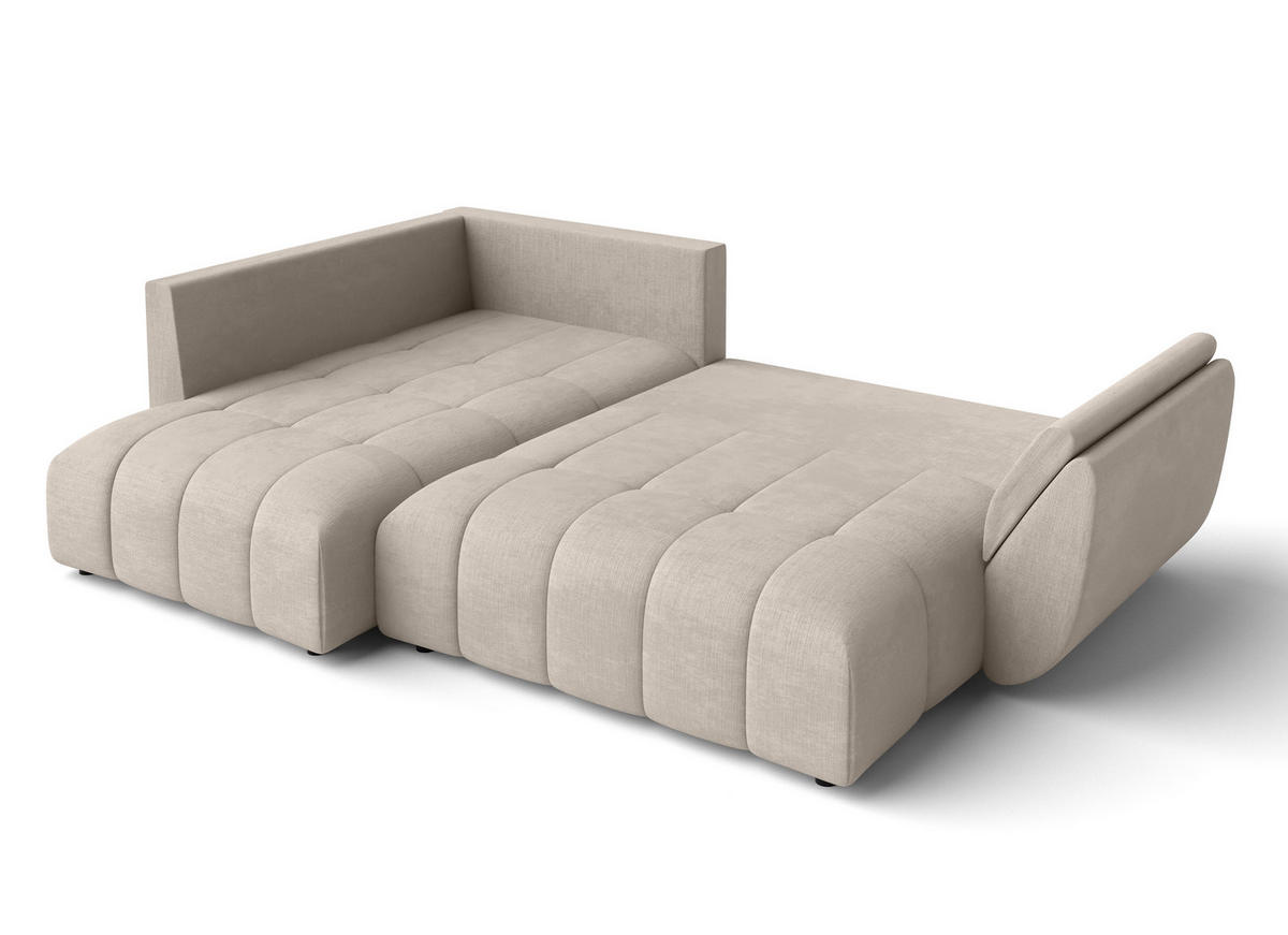 ECKSOFA L Form Corleone Hellbraun 266/182/91 cm mit Schlaffunktion - Schwarz/Bronzefarben, Kunststoff/Textil (266/182cm) - AX Living