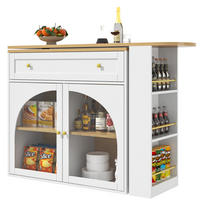 SIDEBOARD 138-204 cm, 360° drehbar, Glastür, Weiß - Weiß, Holz (204/104/39cm)