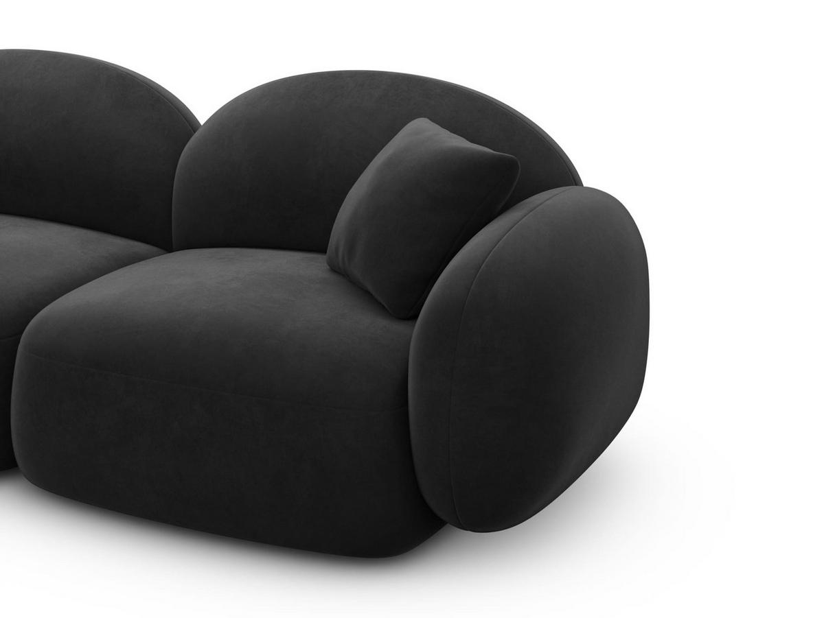WOHNLANDSCHAFT Mirello U-Form Schwarz Samtstoff - Schwarz, Kunststoff (333/77/193cm)