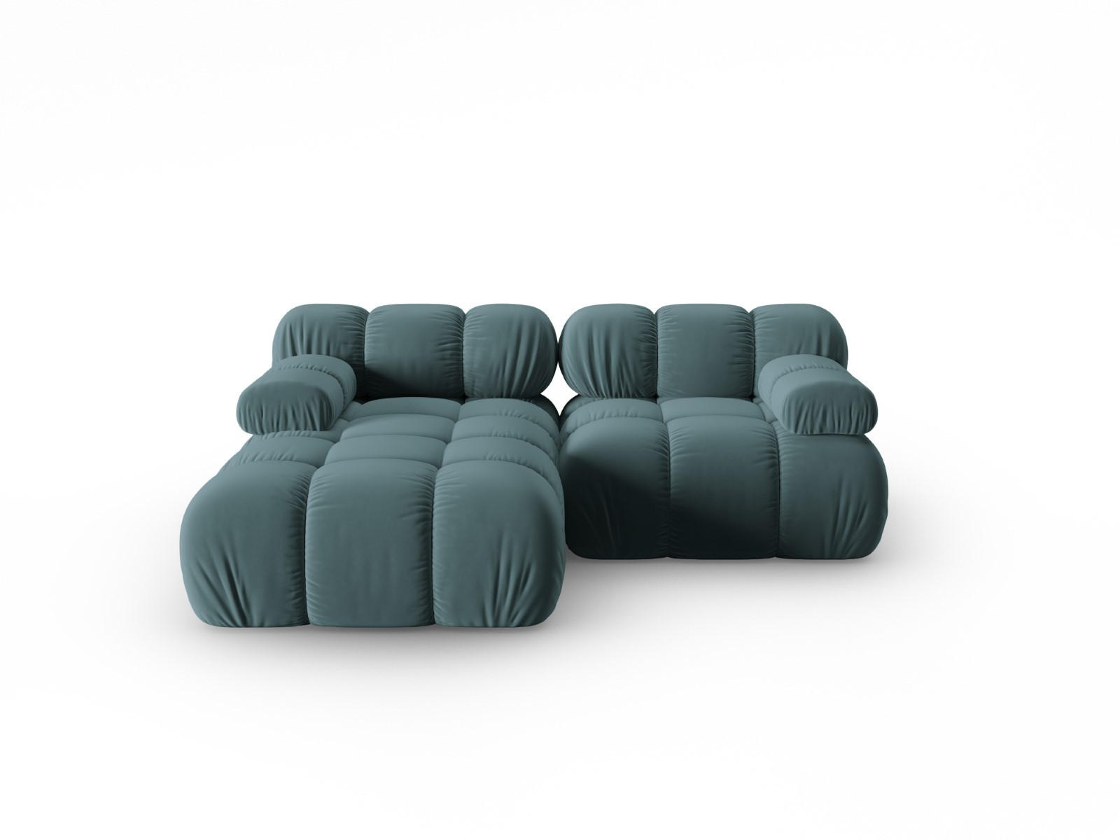MODULARES-ECKSOFA links Bellis aus Samt petrol 3 Sitzplätze - Petrol, Textil (157/191cm) - Micadoni