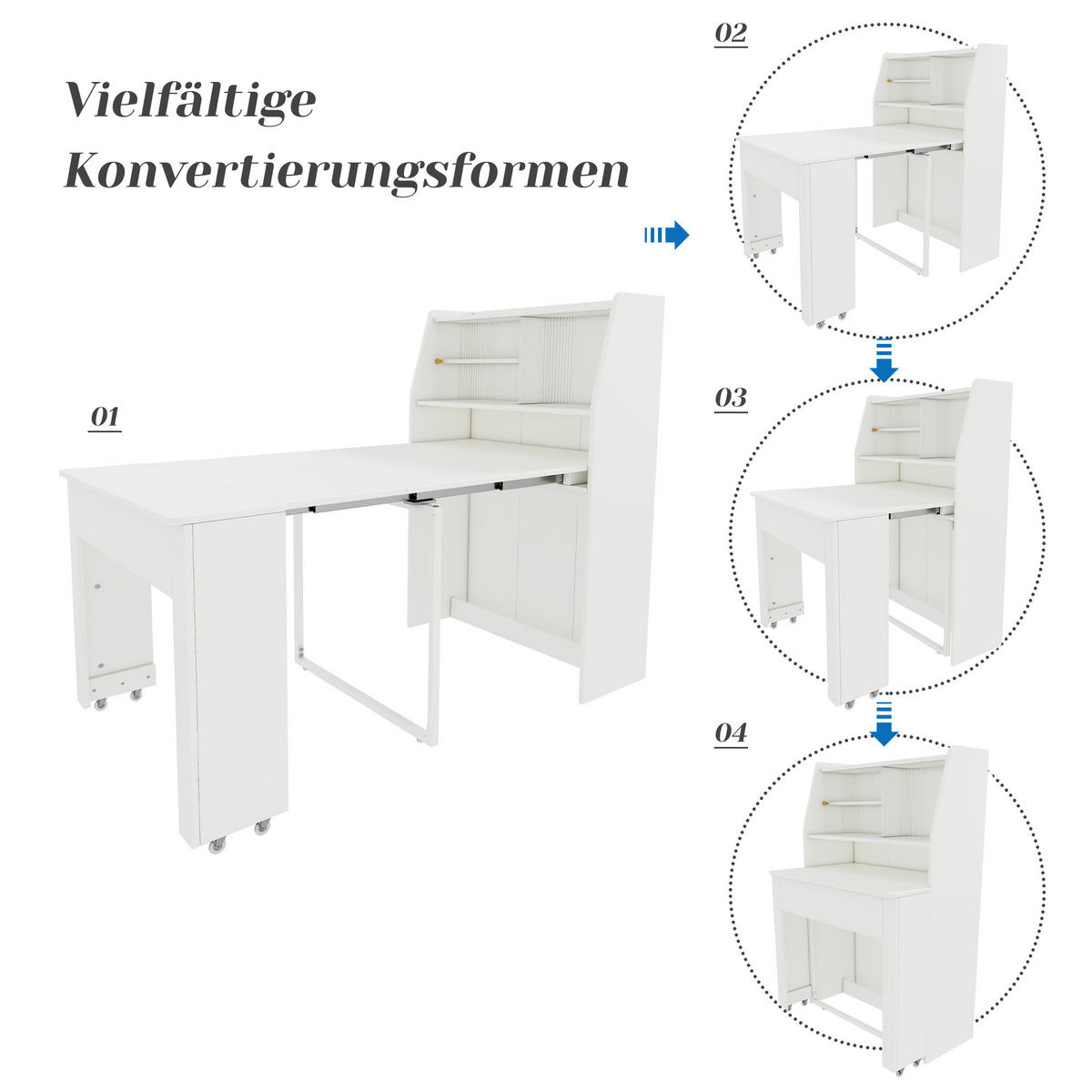 AUSZIEHTISCH Weiß 52-132.5/80/76 cm - Weiß, Holz (80/52/76cm) - PANGIVO