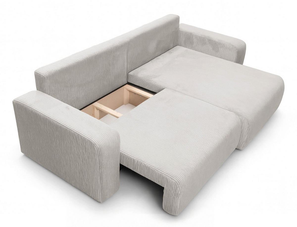 ECKSOFA NELLIO Cord Hellbeige 145 cm L-Form beidseitig - Sandfarben/Beige, Kunststoff/Textil (145/245cm) - Homebook