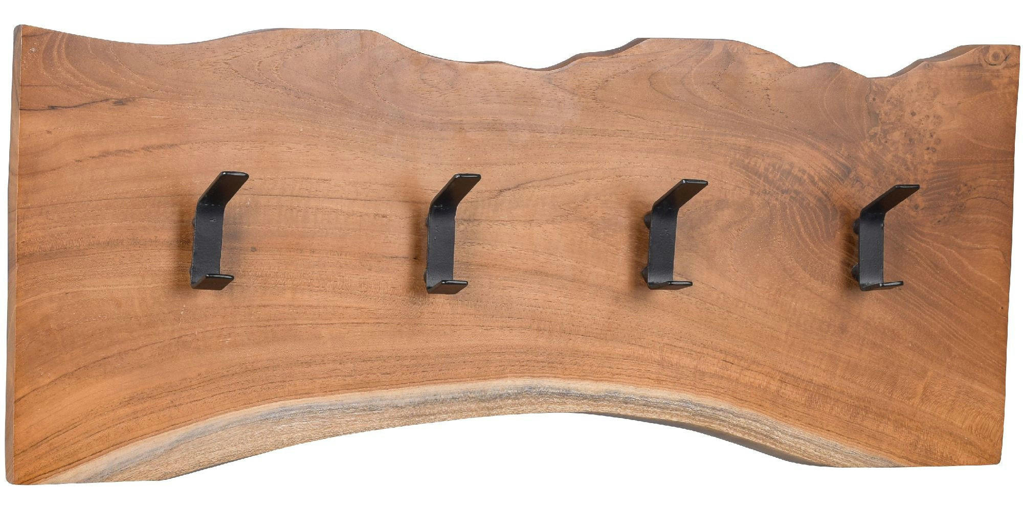 GARDEROBENLEISTE Alaska 2 Baumkante Teakholz massiv 60/25/7 cm - Schwarz, Holz (25/2.75/7cm) - M2 Kollektion