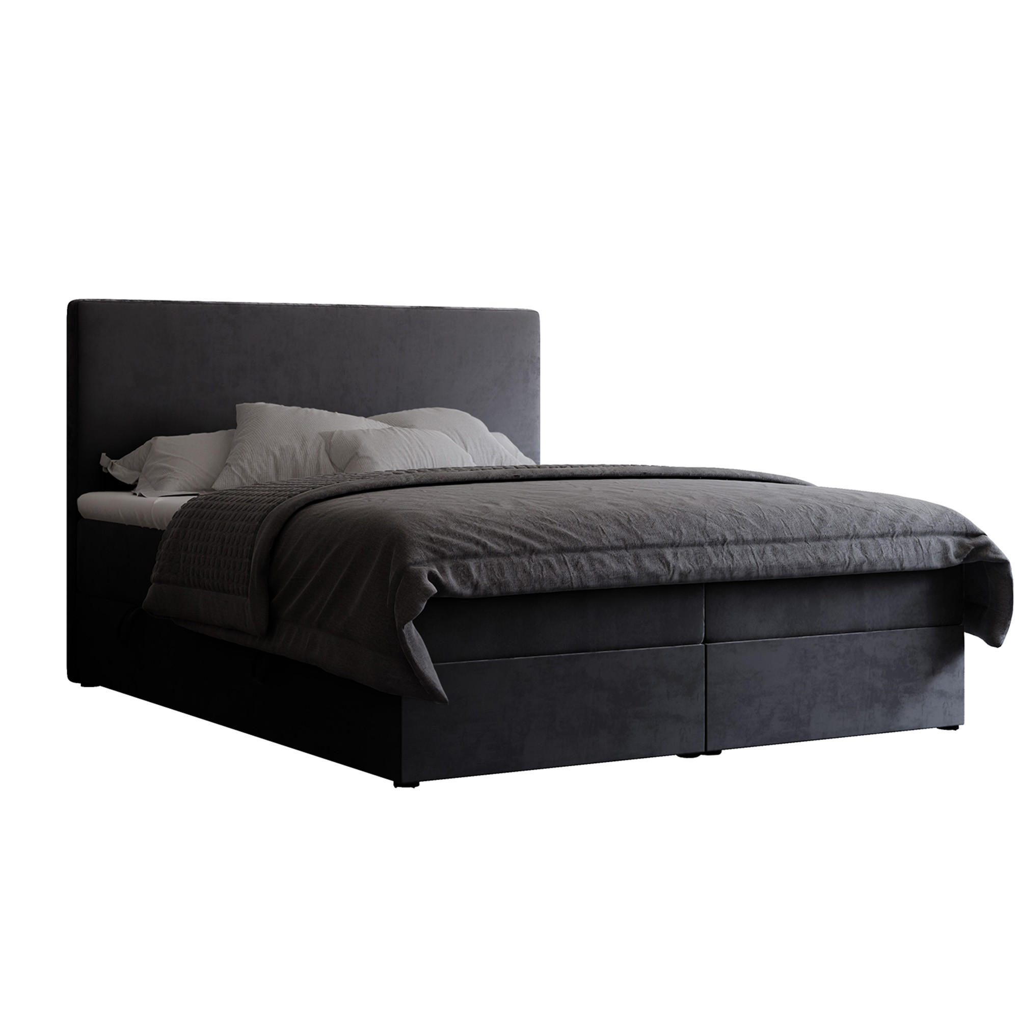BOXBETT 140x200 cm mit Topper - Anthrazit, Holzwerkstoff/Textil (140/200cm) - Idohome