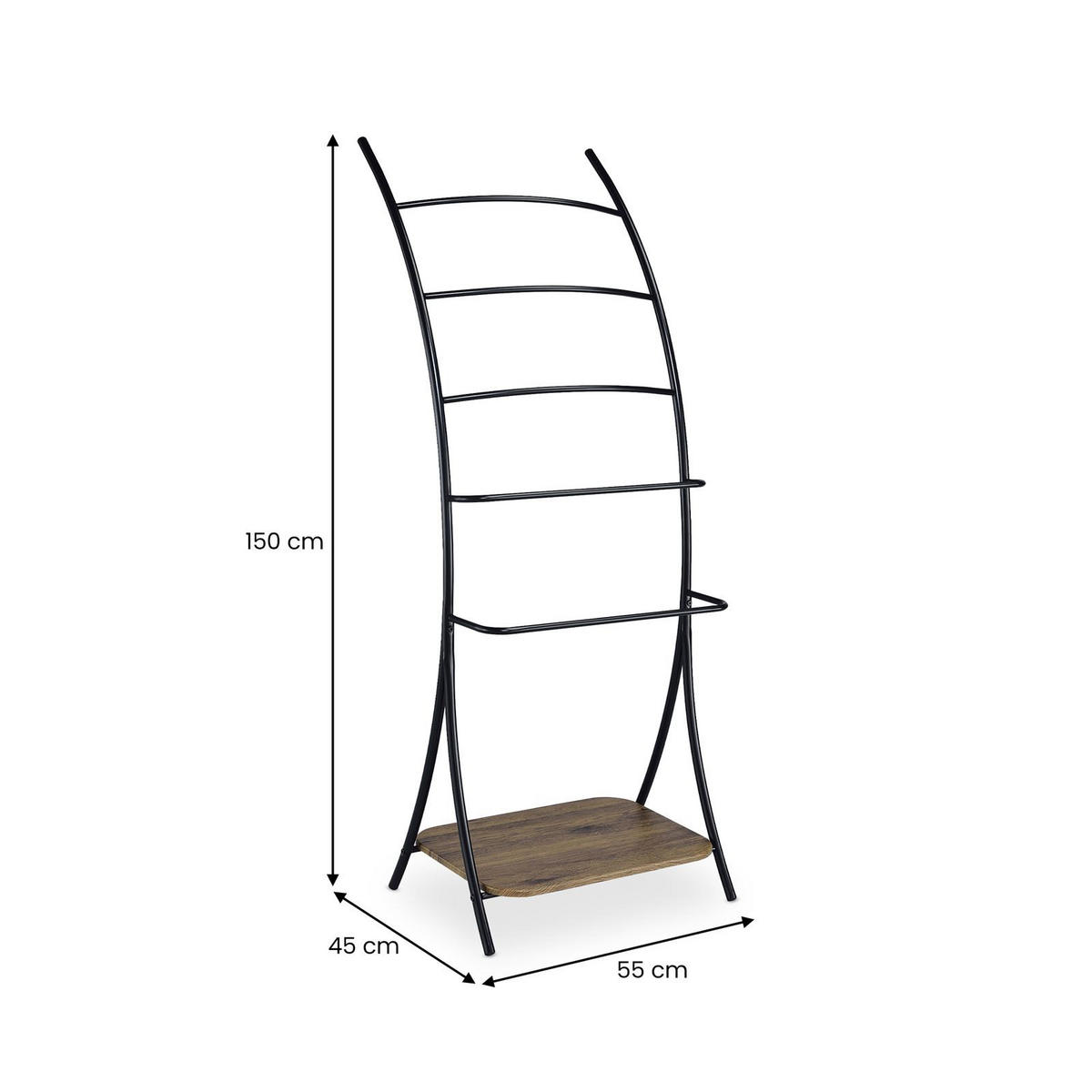 HANDTUCHHALTER EDY schwarz/Wildeiche - Wildeiche/Schwarz, Holzwerkstoff/Metall (55/150/45cm) - IDIMEX