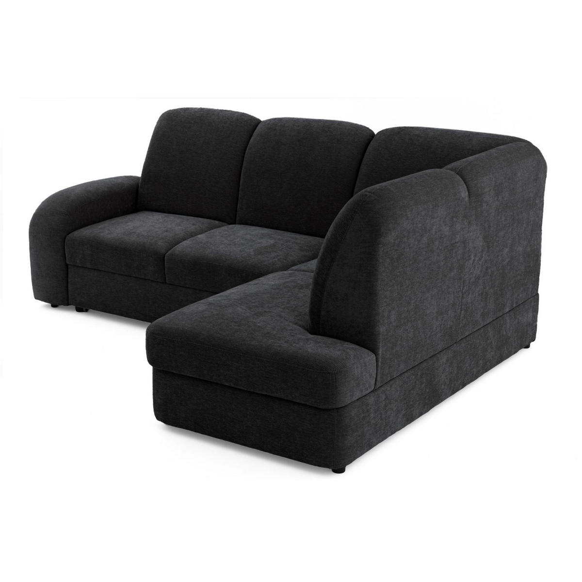ECKSOFA VIBE L Rechts mit Schlaffunktion 129x205 Chenille Anthrazit - Anthrazit/Schwarz, Holz/Kunststoff (250/186cm) - Muffo